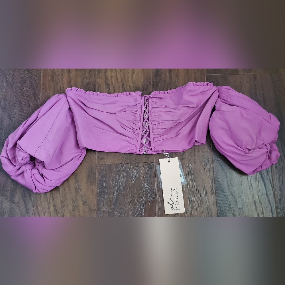 Oh Polly Lilac Off-Shoulder Crop Top